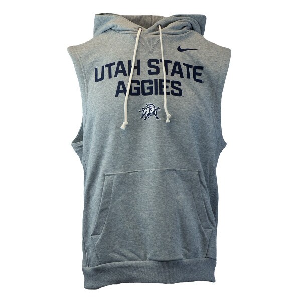 Men's Nike Utah State Aggie Bull Sleeveless Sweatshirt gray